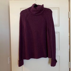 BP Maroon, waffle knit turtleneck.